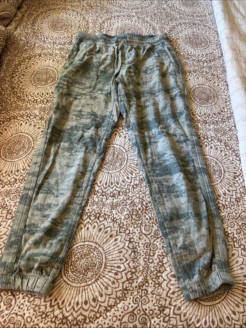 Athleta Olive Green Tie-Dye Track Joggers